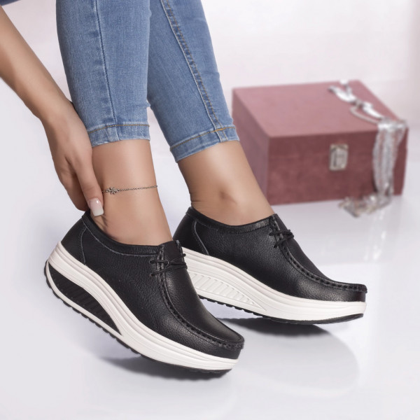 Casual παπούτσια oscara φυσικό δέρμα μαύρο