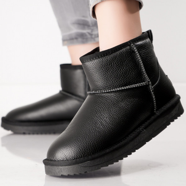 Janosi Γυναικείες μαύρες δερμάτινες μπότες