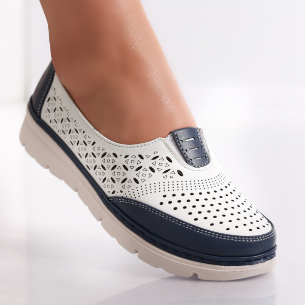 Mildra γυναικεία παπούτσια Casual Λευκό/Μπλε Οικολογικό Δέρμα