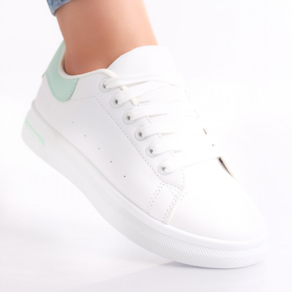 Nijona Ladies Λευκό/πράσινο Eco Leather Sneakers