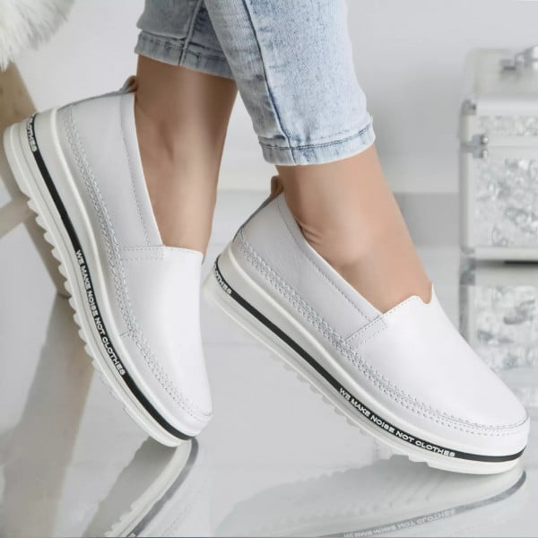 Pantofi casual ilda alb piele naturala