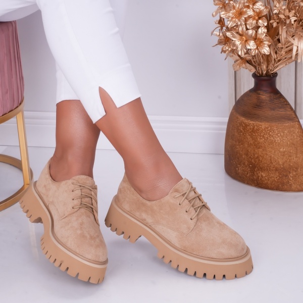 Pantofi dama casual Camel din Piele Ecologica Beny