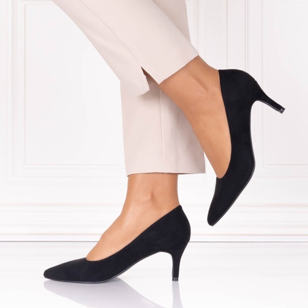 Pantofi dama Negri din Piele Ecologica Intoarsa Dania