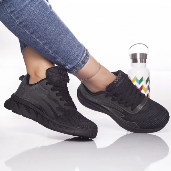 Pantofi sport aimee textil negru-gri-inchis