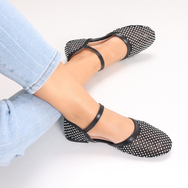 Sandale dama Negre din Textil Safya