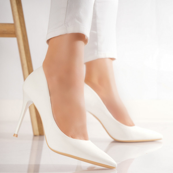 Voca Γυναικεία Παπούτσια με τακούνι Λευκό Οικολογικό Δέρμα