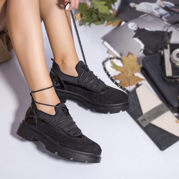 Γυναικεία casual παπούτσια μαύρο σουέτ valencya