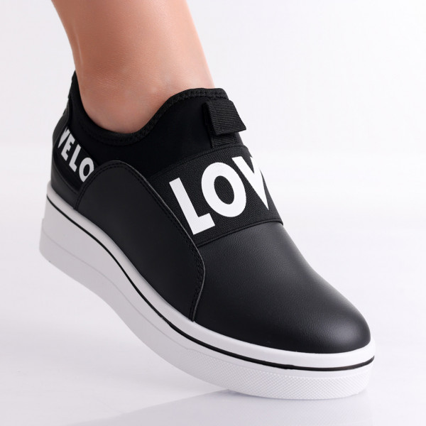 Γυναικεία sneakers με πλατφόρμα Μαύρα σε Marla Eco Leather
