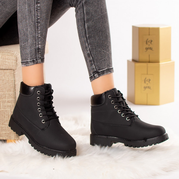 Γυναικείες μαύρες δερμάτινες μπότες francisca