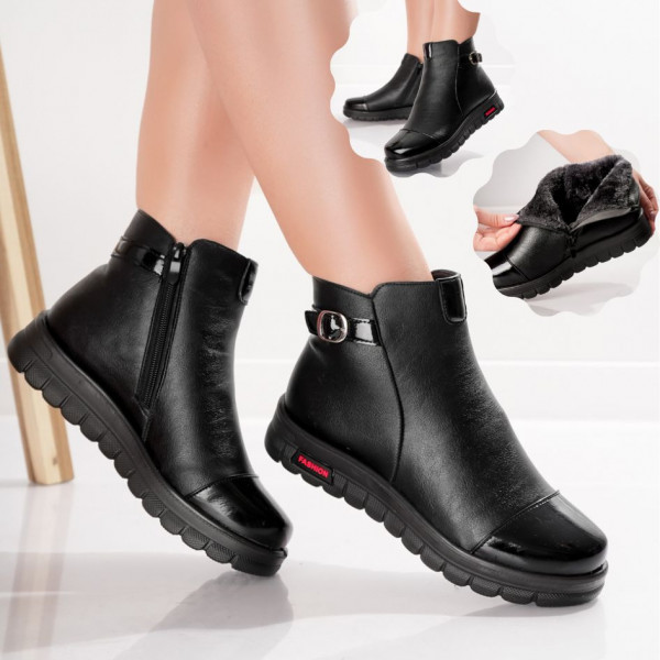 Γυναικείες μαύρες δερμάτινες μπότες Marsela