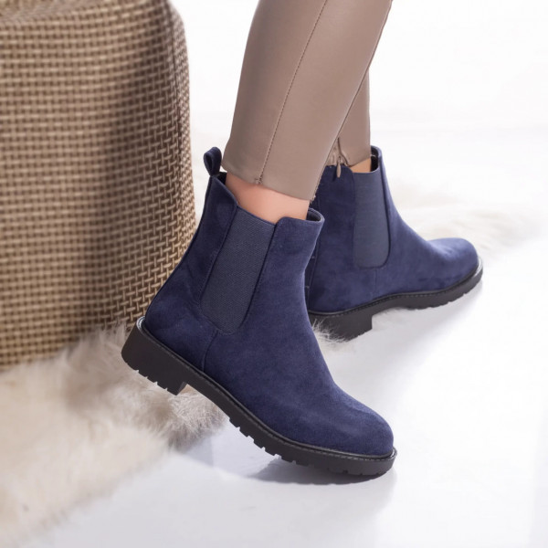 Γυναικείες μπότες από οργανικό δέρμα με μπλε επένδυση myra