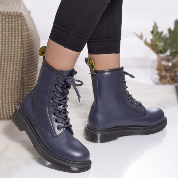 Γυναικείες μπότες οικολογικές δερμάτινες με επένδυση daniela navy blue