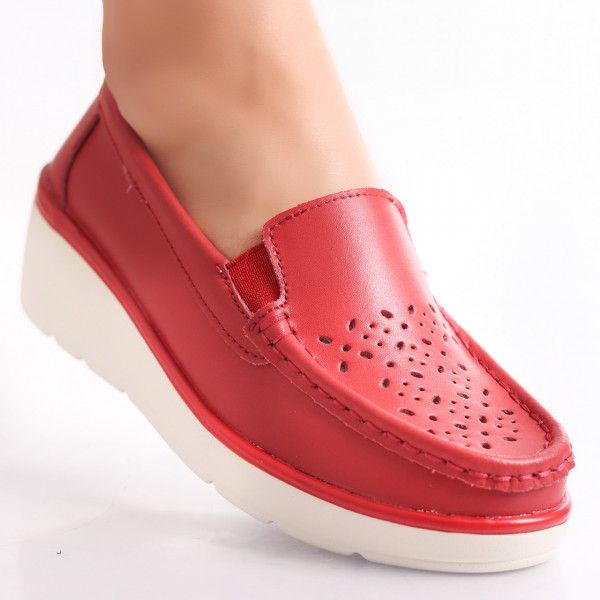 Κυρίες' Casual Κόκκινο Φυσικό Δερμάτινο Παπούτσια Avril