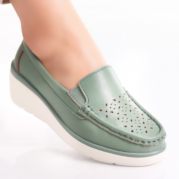 Κυρίες' Casual Πράσινο Φυσικό Δερμάτινο Παπούτσια Avril