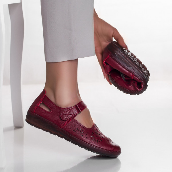 Κόκκινα γυναικεία casual παπούτσια από φιλικό προς το περιβάλλον δέρμα taif