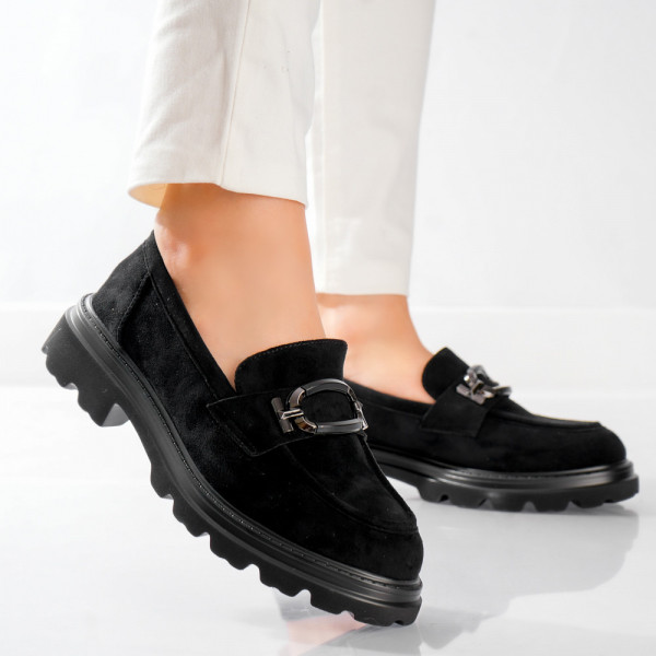 Μαύρα γυναικεία casual παπούτσια από οργανικό δέρμα Mirica