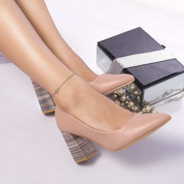 Παπούτσια με τακούνι Tessa από ροζ δέρμα