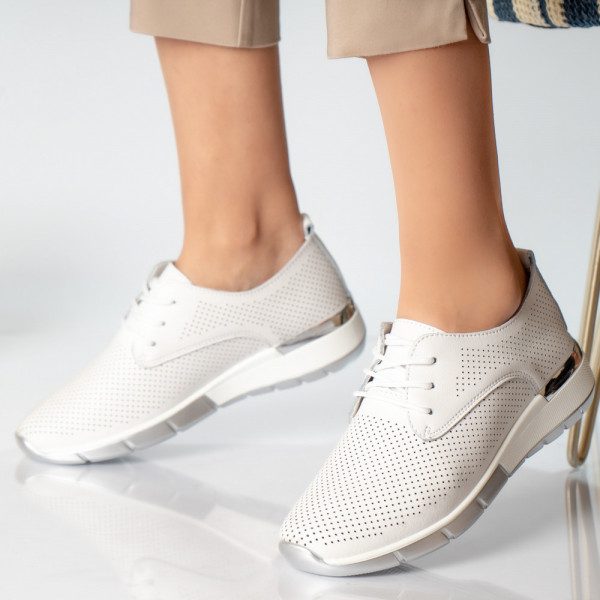 Дамски ежедневни обувки от бяла естествена кожа lamita