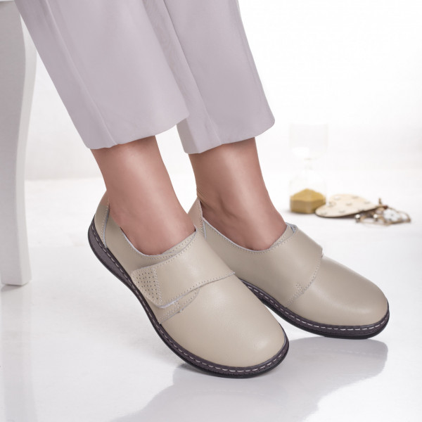 Дамски ежедневни обувки от естествена кожа в бежов цвят felicy