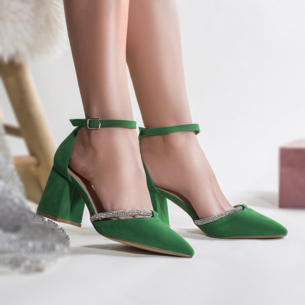 Дамски обувки от еко кожа в ръждивозелено