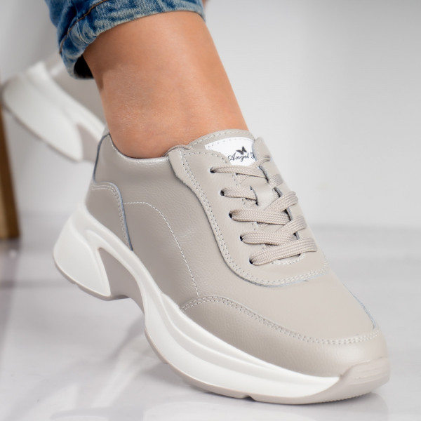 Дамски спортни обувки Malbo Grey от естествена кожа