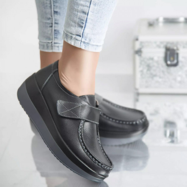Платформени обувки riley черна естествена кожа