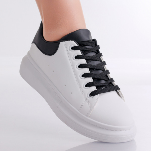 Jelina Ladies Μαύρο/Άσπρο Οργανικό Δέρμα Sneakers