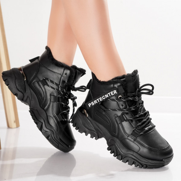 Ladies' Black Leather Sneakers Levisa