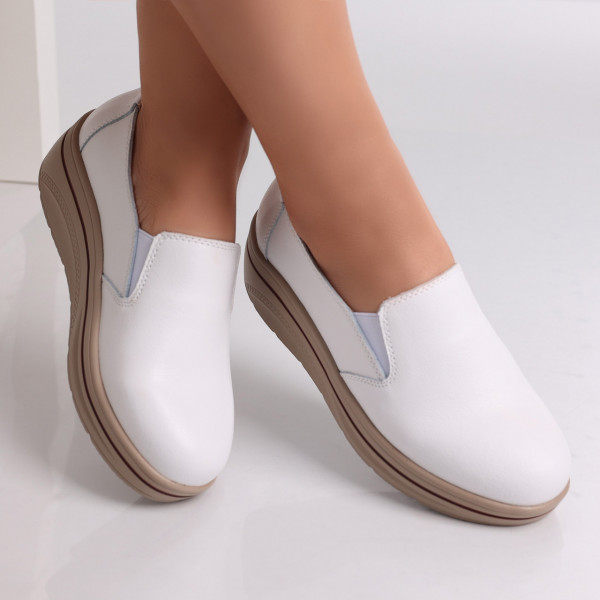 Latifa Γυναικεία παπούτσια με πλατφόρμα από λευκό φυσικό δέρμα