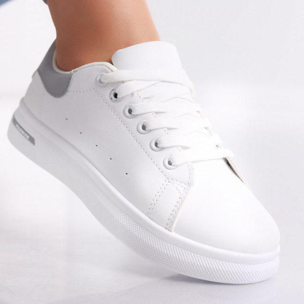 Nijona γυναικεία λευκά/γκρι αθλητικά παπούτσια από οργανικό δέρμα