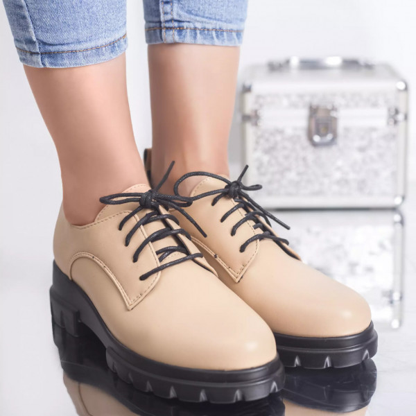 Pantofi casual katy apricot piele ecologica