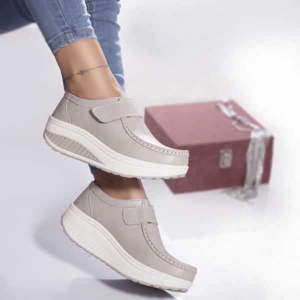 Pantofi casual rachel piele naturala gri