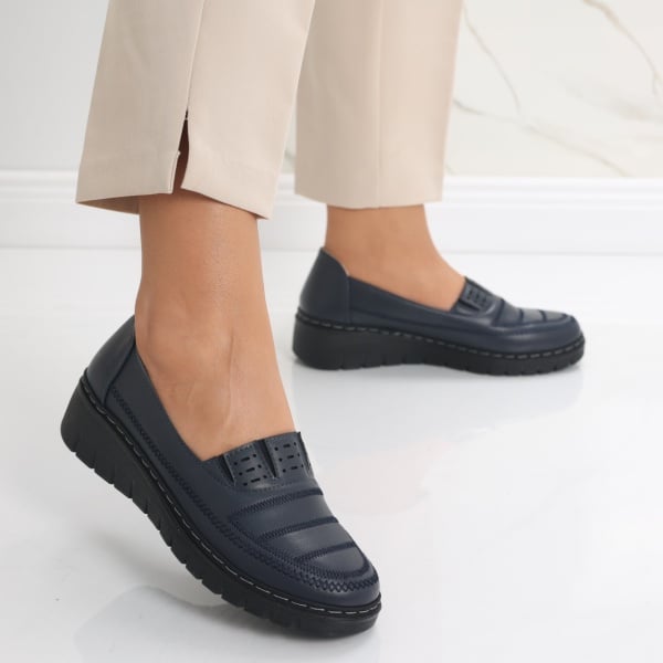 Pantofi dama casual Bleumarin din Piele Ecologica Keransa