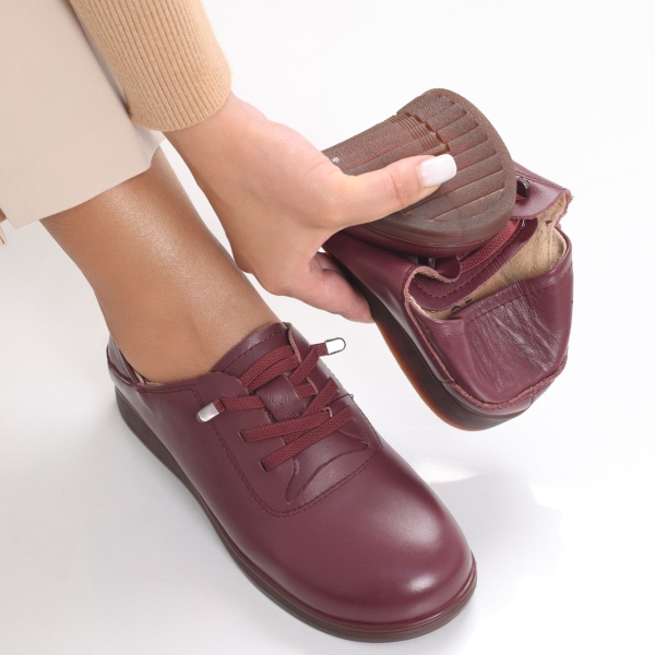 Pantofi dama casual Bordo din Piele Naturala Samiana