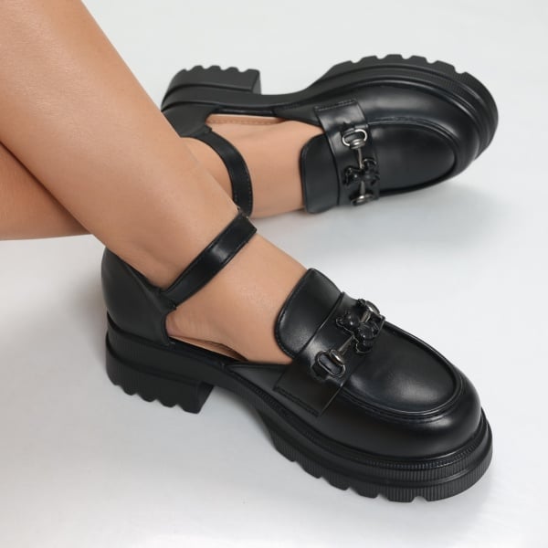 Pantofi dama Casual Negri din Piele Ecologica Aina