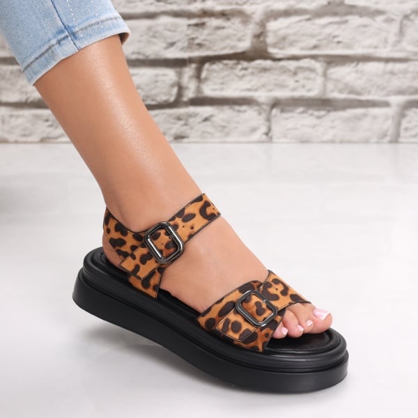 Sandale dama cu platforma Animal print din Piele Ecologica Acaisa