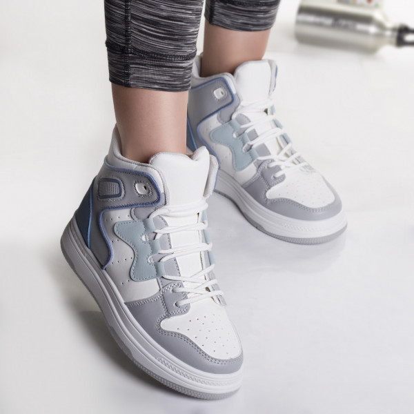 Γυναικεία αθλητικά παπούτσια eco leather λευκό γκρι αγόρι