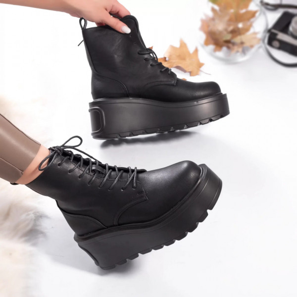 Γυναικείες μπότες φιλικές προς το περιβάλλον δερμάτινες abigail μαύρες