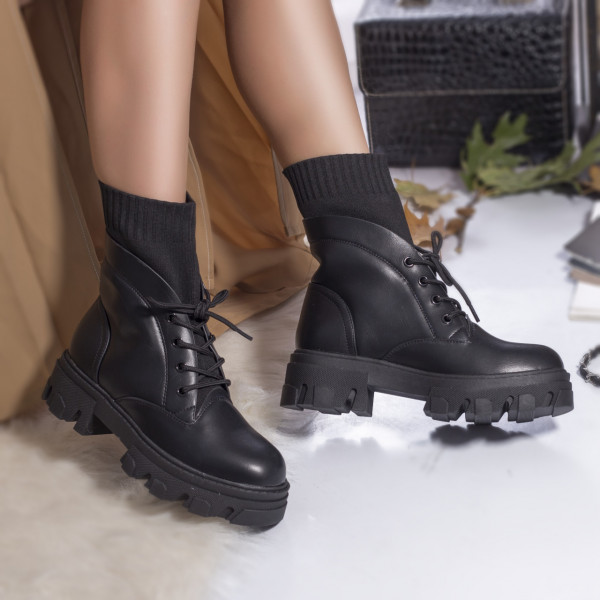 Γυναικείες μπότες eco-δέρμα / ύφασμα με επένδυση alexandra μαύρο