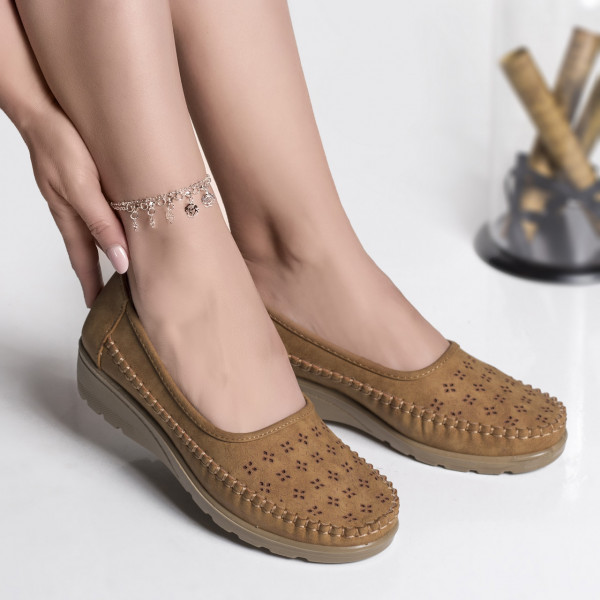 Дамски ежедневни обувки от кафява кожа zasa