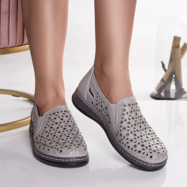 Дамски ежедневни обувки сиви от естествена кожа juiter