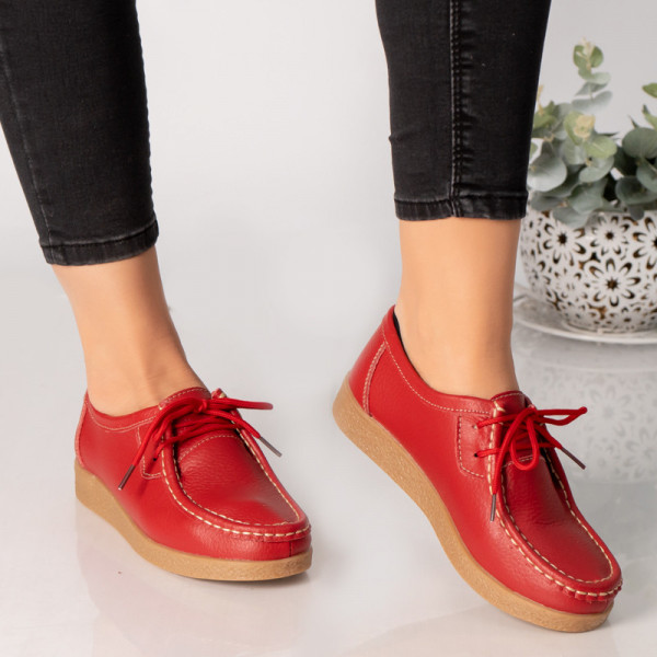 Дамски ежедневни обувки червени от естествена кожа lucy