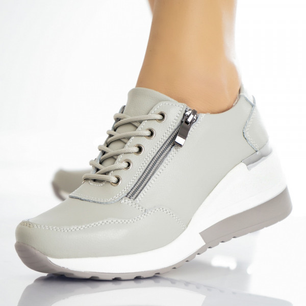 Дамски ежедневни обувки Grey Естествена кожа Bilon