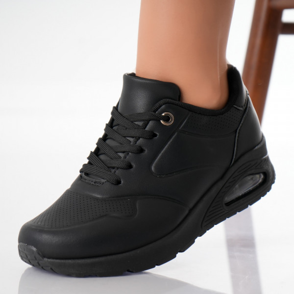 Agostina Ladies Μαύρο Μαύρο Οργανικό Δερμάτινο Sneakers