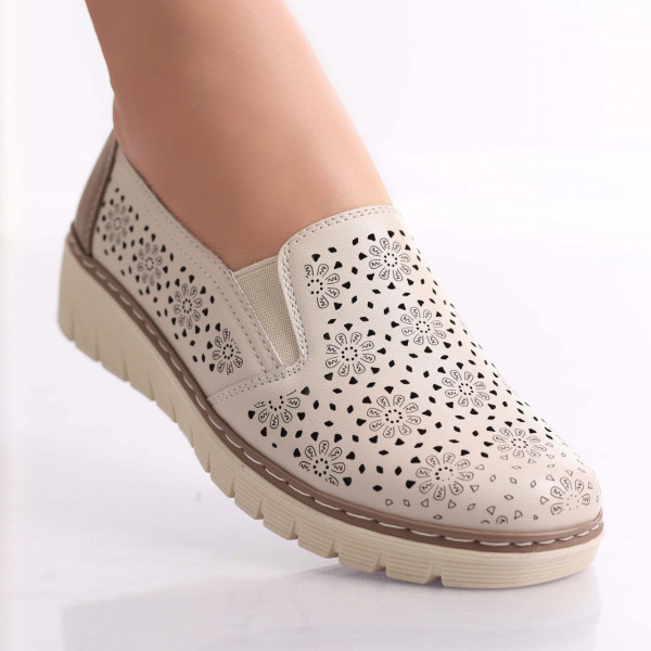 Atsoi Ladies Beige Eco Leather Casual Shoes