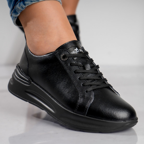 Edaro Дамски спортни обувки от естествена кожа в черно