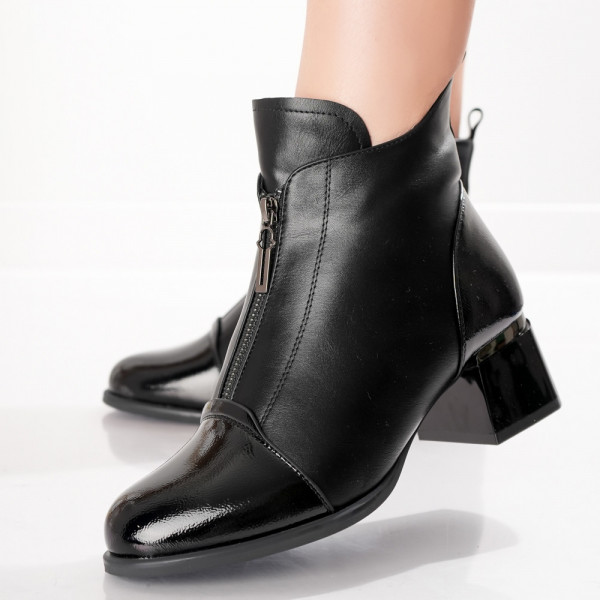 Garosi Μαύρες υφαντές γυναικείες μπότες από οργανικό δέρμα με κορδόνια