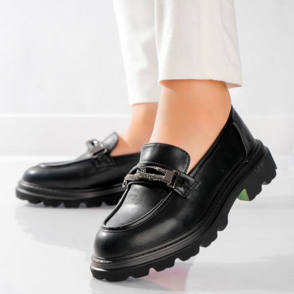 Gesa Дамски ежедневни черни обувки от екологична кожа