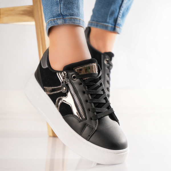 Jomi Ladies Μαύρο Μαύρο Οργανικό Δερμάτινο Sneakers
