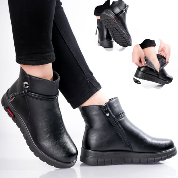 Ludai Γυναικείες μαύρες δερμάτινες μπότες